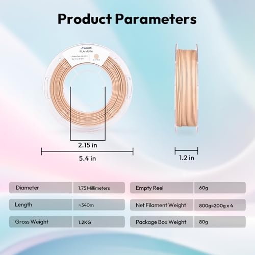 AMOLEN PLA Matte 3D Printer Filament Bundle, PLA 1.75mm Craftsman Color Quartet Set, Porcelain White/Terracotta/Delft Blue/Sand Beige, 200g X 4 Spools - color: Porcelain White/Terracotta/Delft Blue/Sand Beige