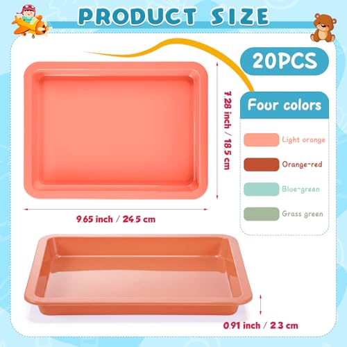 20 Pcs Small Plastic Art Sand Tray, Orange, Green - color: Orange, Green