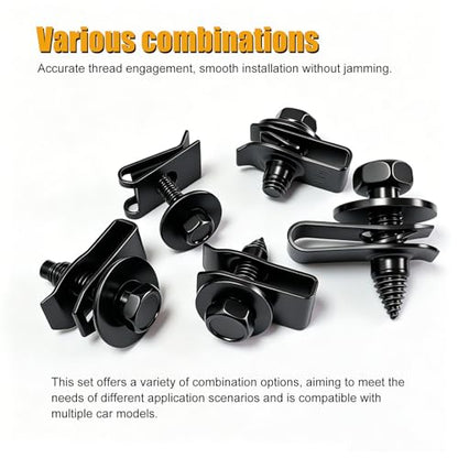 weideer 100PCS M4.2 M6 M8 Universal Fender Liner Screw U Nut Kit,Engine Splash Shield Hex Head Screw U Clips,Push Retainer Fastener Rivet Clips - color: BK-M4.2 M6 M8 Kit
