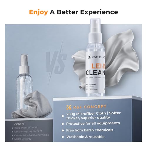 K&F CONCEPT Lens Cleaner Spray Kit,Microfiber Cloth X2,Glasses Cleaner X2 - size: Cleaner*2+Cloth*2
