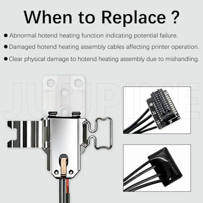 for Bambu Lab H2S Hotend Heating Assembly,Replacement Heater Unit with Thermal Insulation Pad, Ceramic Zirconia Base, Temp Resistant Up to 2300℃,Plug and Play – H2S Hotend Repair Part - color: for Bambu H2S