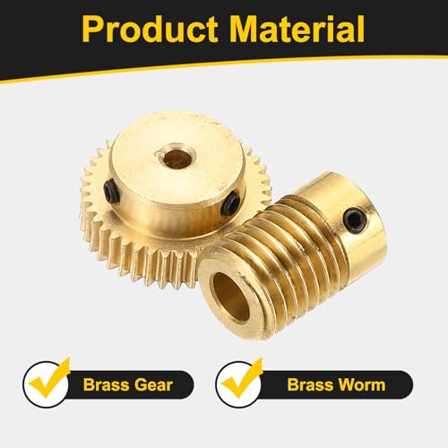 uxcell Worm Gear Set Right Rotation 40T 0.5 Module 1:40 Reduction Rate - size: Gear-3mm, Rod-6mm Bore, style: 0.5M-40T