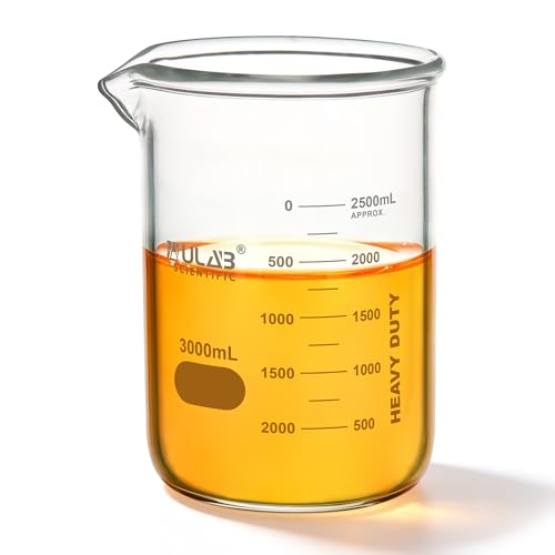 ULAB Scientific Glass Beakers, Vol. 3000ml, 3.3 Borosilicate Griffin Low Form with Printed Graduation, UBG1029 - style: Vol.3000ml, Pack of 1