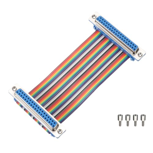 MECCANIXITY IDC Rainbow Wire Flat Ribbon Cable DB37 Female to DB37 Female 3.9 Inch Length 2.54mm Pitch Breadboard Jumper Wires for Electronic Projects - size: 3.9 Inch, style: DB37 Female to DB37 Female