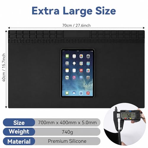 Kaisi Extra Large Soldering Mat, 932°F Heat Resistant Silicone Solder Mat - color: Black, size: 27.6" x 15.7"