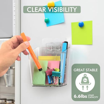 Clear Adhesive Wall Storage Bins 4-Pack Cabinet Door Organizer Cups(Medium) - size: Medium
