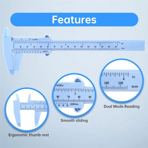 0-150mm Mini Vernier Caliper Metric Imperial Scale Gauge Plastic Ruler for Carpentry Student Jewelry Measuring Tool