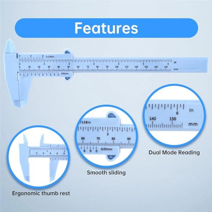 0-150mm Mini Vernier Caliper Metric Imperial Scale Gauge Plastic Vernier Ruler for Carpentry Student Jewelry Measuring Tool