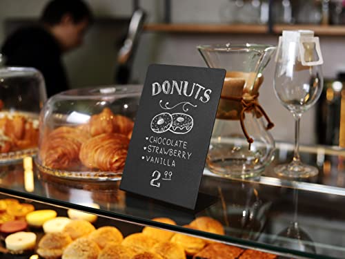 Metal Chalkboard Sign 6 x 8 inches - Food Signs for Party Buffet, Mini Chalkboard Sign, Food Display Card, Kitchen Tabletop Chalkboards, Small Standing Menu Boards for Wedding - color: Black 6 X 8 Inches