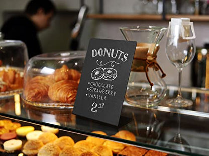 Metal Chalkboard Sign 6 x 8 inches - Food Signs for Party Buffet, Mini Chalkboard Sign, Food Display Card, Kitchen Tabletop Chalkboards, Small Standing Menu Boards for Wedding - color: Black 6 X 8 Inches