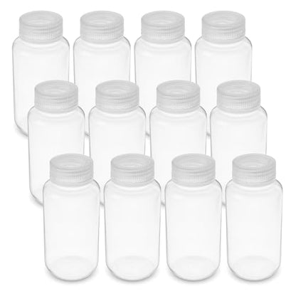 United Scientific™ Sample Bottles with Lids, Polypropylene, 250ml, 12-Pack - size: 8 oz (Pack of 12)