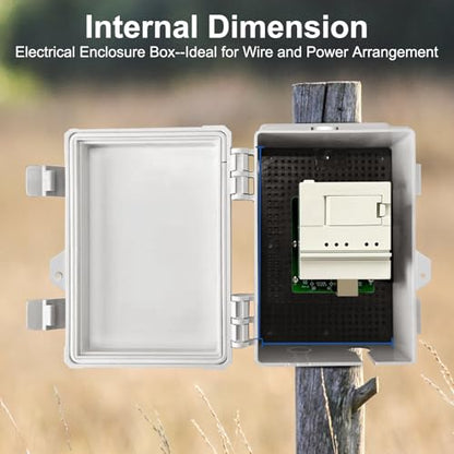 Outdoor Waterproof Electrical Junction Box Weatherproof IP65 ABS Plastic Enclosure with Preset Holes Switch Router Project Box with Mounting Panel Hinged Cover (8.7"x5.3"x3") - size: 8.7"x5.3"x3"