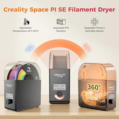 Creality 2026 New Upgrade Filament Dryer Box Pro, Space Pi SE with High PTC Efficiency & Precision Sensor for 1KG Spools 45~65℃, 3D Printer Filament Dehydrator for PLA PETG ABS ASA TPU - size: Dryer Box 2.0