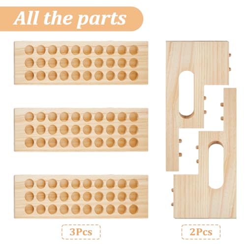 SUPERFINDINGS 1 Set 90 Slots Wooden Lipsticks Holder 3 Tier Tube Display Shelf Wood Tool Rack Wooden Essential Oil Display Storage Organizer for Cosmetic Lip Gloss Tool, Slot IDxT: 0.8"x0.4"