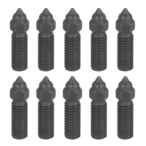 uxcell 10 Pcs 0.6mm Hardened Steel Nozzles M6 Thread for K1 3D Printers - size: 0.6mm