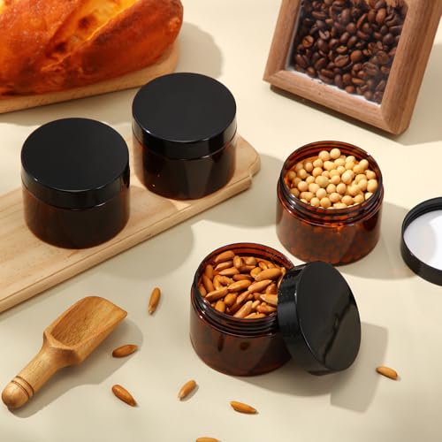 SATINIOR 24 Pieces Clear Plastic Jars with Lids, Amber Lid, 4 oz - color: Amber Lid, size: 4 oz