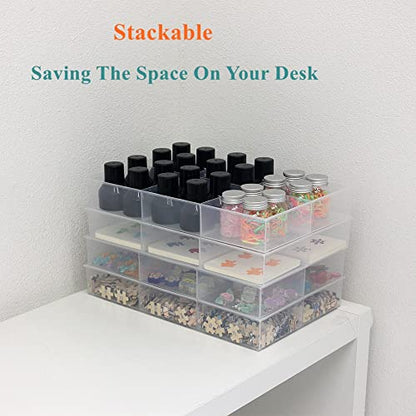 2 Pack Fixed 6 Grids Clear Plastic Organizer Sorting Tray - size: Fixed 6 Grids