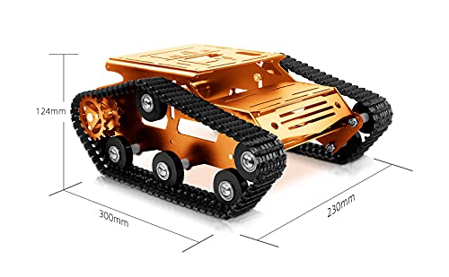 Smart Robot Car Chassis Kit Aluminum Alloy Big Tank Chassis with 2WD Motors for Jetson Nano/Raspberry Pi/Arduino DIY STEM Education Projects and ROS Research (Gold, with DC Motor) - color: Gold