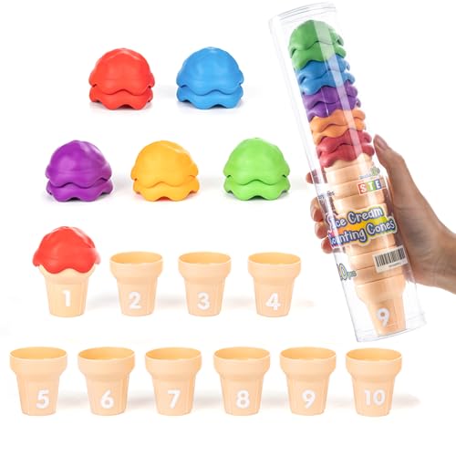 Ice Cream Counting Toy & Human Body X-Ray Set – Number Matching Cones and Anatomy Learning Cards for Kids STEM Education and Classroom Activities