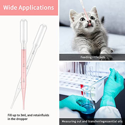 G2PLUS 100PCS 3ml Disposable Plastic Pipettes, Essential Oils Graduated Transfer Pipettes for Science Laboratory, Experiment, Essential Oils, Make up Tool - size: 3ML