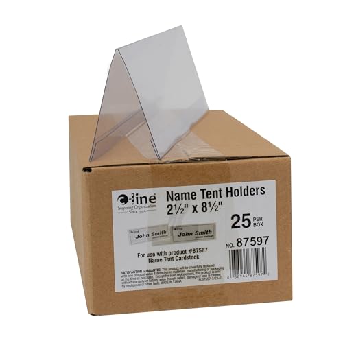 C-Line Medium Rigid Plastic Name Tent Card Holders, Clear, 25/Pack (87597) - size: 2-1/2 x 8-1/2 Inches