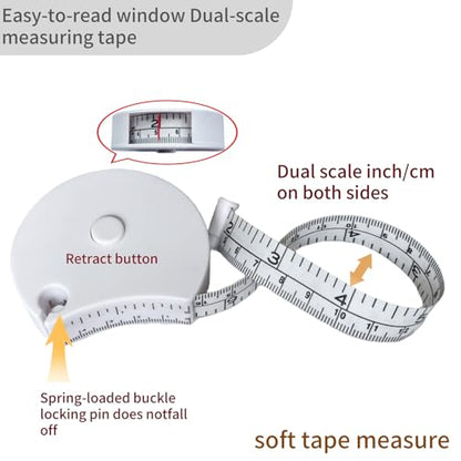 Body Measurement Tape Measure Fitness Tracking Tools Sewing Ruler 60" - color: white