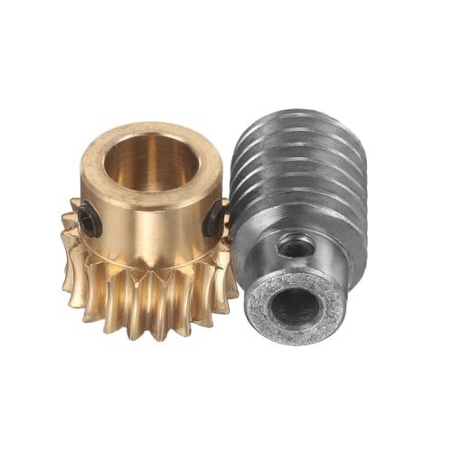 uxcell Worm Gear Set 20T 1 Module 20:1 Reduction Rate, 12mm/6mm Bore - size: 12mm/6mm Bore (1Mod 20T)