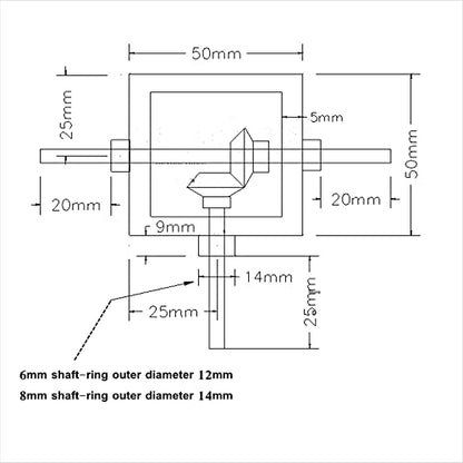 1:1 Right Angle Bevel Gearbox 1 Module 20 Teeth 90° Angle Drive Steering Gear Device Simple Mechanical DIY Module with 6mm Shaft - size: 6mm shaft, style: 1 output shaft