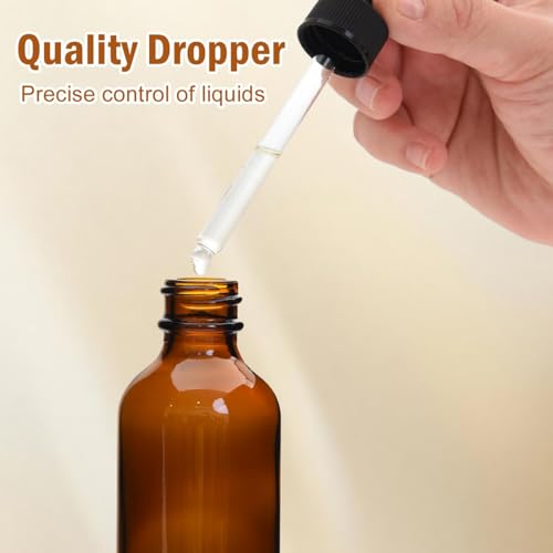 June Fox 2oz Glass Dropper Bottle Amber Glass Bottles with Dropper 80 Pack - color: Amber