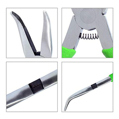 SPEEDWOX Mini Bent Nose Pliers for Jewelry Making 4-1/2 Inches 45 Degree Curved Serrated Jaws Small Thin Needle Nose Micro Chain Nose Pliers Precision Fine Pliers Professional Beading Tool Hobby Craft - style: Bent Nose Pliers
