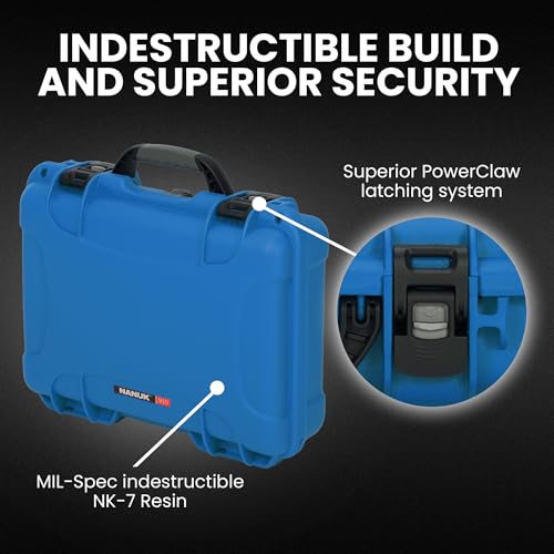 NANUK 910 Empty Waterproof Hard Case – 14.3” x 11.1” x 4.7”, Protective Case for Gear – Impact-Resistant, Dustproof, Airline Carry-On Approved – Made in Canada, Blue - color: Blue, style: Empty