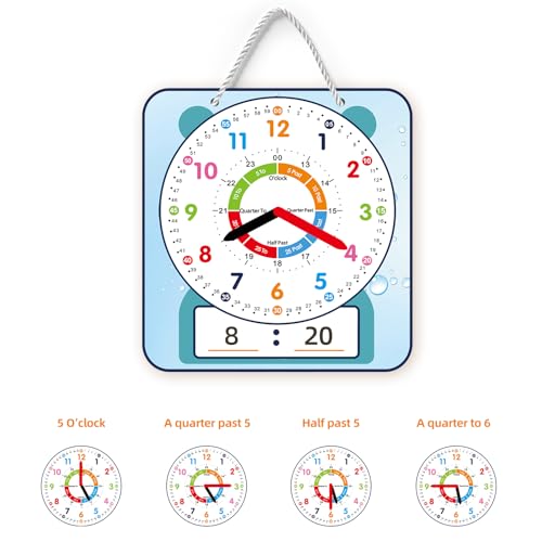 ANCOMEDO 2 Pack Magnetic Writable Dry Erase Teaching Clock, Large 12" Teaching Demonstration Clock for Kids Learning Time with Cute Style for Home School Classroom Supplies(12" x 11") - style: Cute-2pack