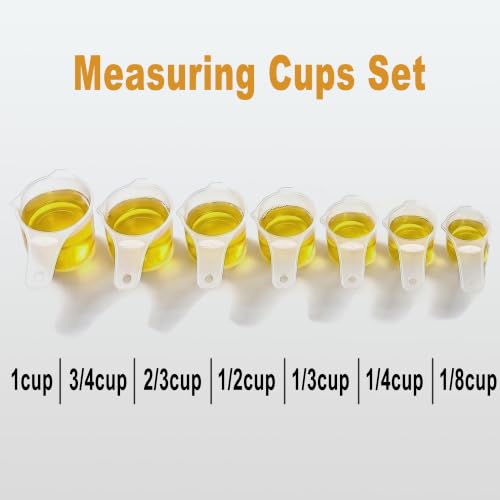 7 PCS Measuring Cups Set, BPA Free - color: Translucent, size: 7 Pieces