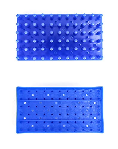 QWORK Test Tube Rack, Plastic Spike Drying Rack Holds, 2 Pack, 66-Position, for 12-16 mm Tubes, Blue - color: 2 Pack