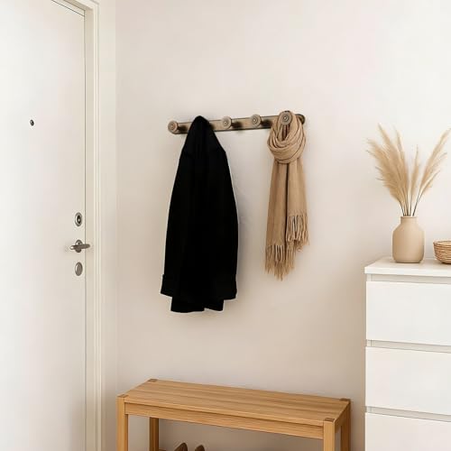 Coat Rack Wall Mounted, Antique Brass Zinc Alloy with 5 Hooks - color: Antique Brass
