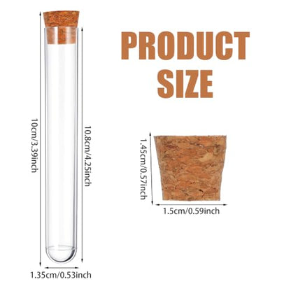 15 PCS Plastic Test Tubes with Cork Stoppers 15x100mm 10ml
