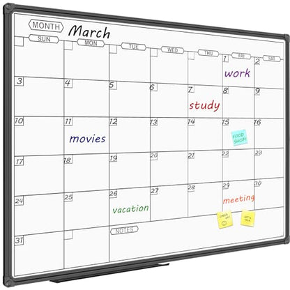 JILoffice Dry Erase Calendar Whiteboard - Magnetic White Board Calendar Monthly 36 X 24 Inch, Black Aluminum Frame Wall Mounted Board for Office Home and School - color: Black, size: 36"W x 24"H