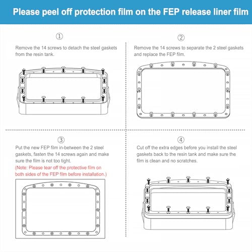 6PCS FEP Film Release Films for ELEGOO Mars 4/Mars 4 Ultra/Saturn/Saturn S/Mars 3 Pro/Photon Mono X/Photon Mono X2/Photon Mono X 6K/Photon M3/M3 Plus/Sonic Mini 8K/Mighty 4K,260 x 200 x 0.15mm - size: 260x200mm