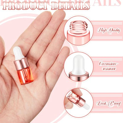 Didaey 100 Pcs Mini Glass Oil Dropper Bottle, 2 ml, Blush Pink - color: Blush Pink, size: 2 ml