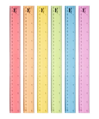 Mr. Pen- Plastic Ruler Set, 6 Pack, 12 Inch, Pastel Colors - color: Pastel, size: 12 inch, 6 Pack