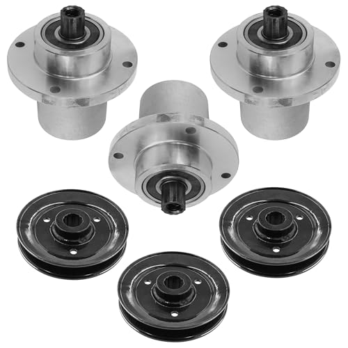 Caltric 54in Deck Spindle and Pulley Compatible with Hustler FasTrak SD / Z4 / Trimstar/FasTrak/Super Mini Z HT/Mini Z 783506 786889 Qty 3