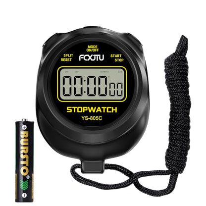 Sports Simple Stopwatch, Digital Single Lap/Split Memory Stopwatch Countdown Timer, On/Off, AAA Battery(Included), Child Friendly for Training Kids Coaches, Black - color: Black