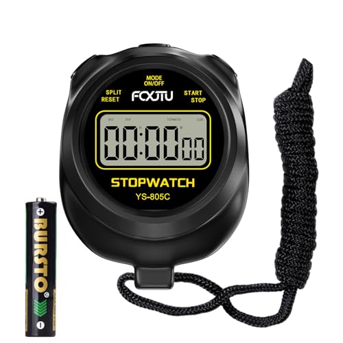 Sports Simple Stopwatch, Digital Single Lap/Split Memory Stopwatch Countdown Timer, On/Off, AAA Battery(Included), Child Friendly for Training Kids Coaches, Black - color: Black