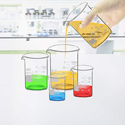 4-Piece Borosilicate Glass Beaker Set, 10-250 mL - size: RY10ml+50ml+100ml+250ml