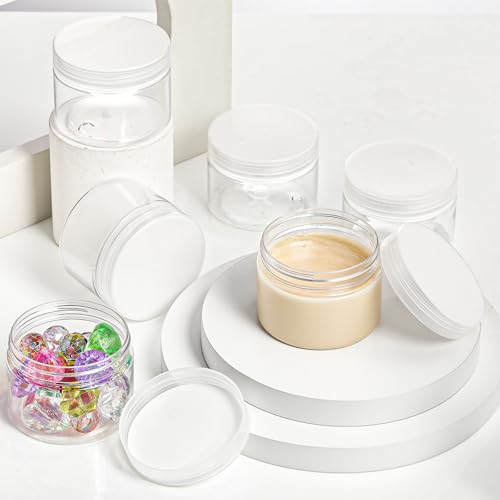SATINIOR 24 Pieces Clear Plastic Jars with Lids, Clear Lid, 1 oz - color: Transparent Lid, size: 1 oz