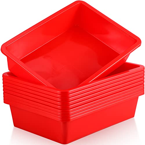Hoteam 10 Pack Flat Bins Paper Trays,Red,13.78 X 9.84 X 3.15 Inch - color: Red, size: 13.78 x 9.84 x 3.15 Inch