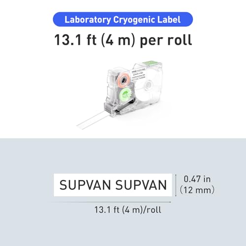 SUPVAN G-Series Cryogenic Laboratory Label, 0.47" W × 13.1' L, White - size: 0.47 in x 13.1 ft