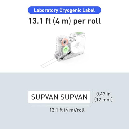 SUPVAN G-Series Cryogenic Laboratory Label, 0.47" W × 13.1' L, White - size: 0.47 in x 13.1 ft