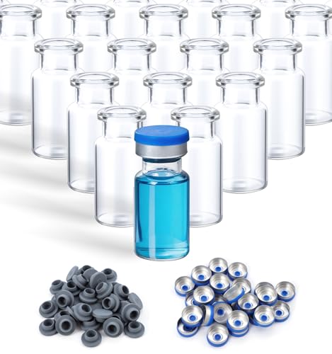 FOUR E'S SCIENTIFIC 10mL Glass Vials, 300 Pcs Lab Headspace Vial with Caps - size: 10mL