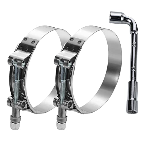 2 Pack 2.5 Inch T Bolt Hose Clamps 70-78mm, Heavy Duty Stainless Steel Turbo Intercooler Boost Pipe Clamps for Diesel Truck Intake Radiator - size: 70-78mm(2.75"-3.07") 2Pcs